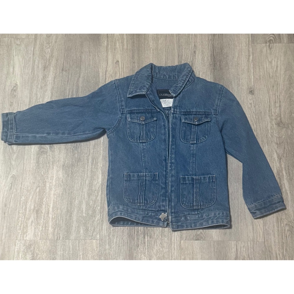Vintage denim Outbrook girls jacket size 4-5 beautiful butterfly zip up detail